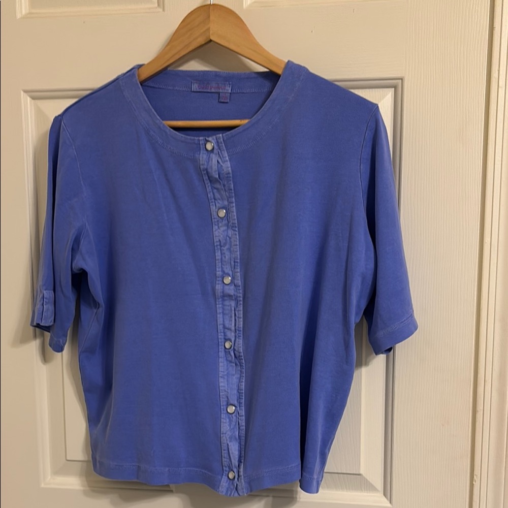 Fresh produce Blue Button-Up Women's Top